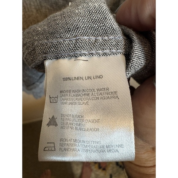 Report Collection Resort Linen Button Up Long Sleeve Shirt Casual Mens L Gray - Picture 7 of 11